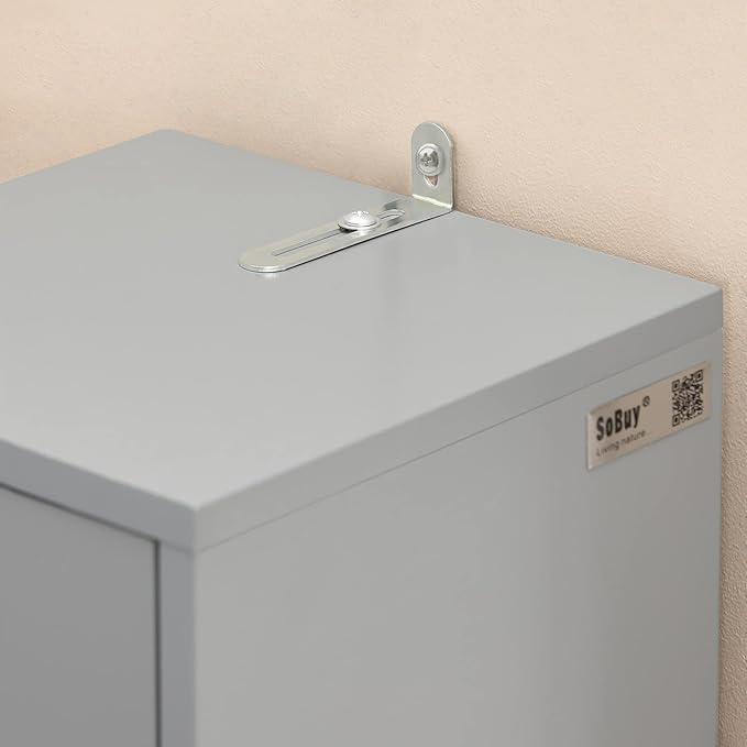 SoBuy Bathroom Narrow Storage Cabinet Skinny Tall Unit with Adjustable Shelves Slender Anti-Tipping Floor Standing Cupboard, Gray BZR34-HG - ModernBath