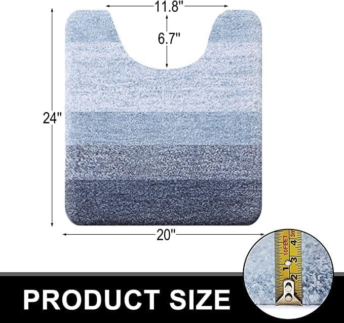 OLANLY Luxury Toilet Rugs U-Shaped 24x20, Extra Soft and Absorbent Microfiber Bathroom Rugs, Non-Slip Plush Shaggy Bath Mat, Machine Wash Dry, Contour Bathroom Mats for Toilet Base, Blue - ModernBath