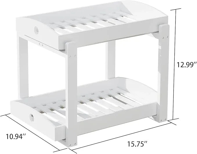 Bamboo Wood Under Sink Organizer 1 Pack, Pull Out Cabinet Organizer 2 Tier Under Sink Organizers and Storage with Sliding Drawer Sturdy Easy Assembly for Kitchen Bathroom Undersink (White, 2 Packs) - ModernBath