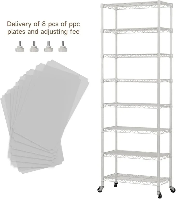 8 Tier Adjustable Storage Shelves Heavy Duty Metal Shelf Wire Shelving Unit Organizer Rack for Home Kitchen Office Pantry Room Bathroom Shelving Organizers and Storage Laundry - ModernBath