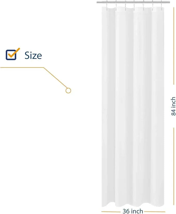 N&Y HOME Fabric Small Stall Shower Curtain Liner Extra Long 36 x 84 inches, Hotel Quality, Washable, Water Repellent, White Bathroom Curtains with Grommets, 36x84 - ModernBath