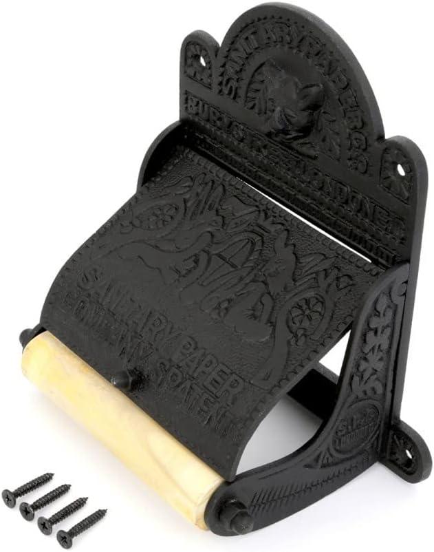 Renovators Supply Manufacturing Black Wall Mount Toilet Tissue Paper Holder 6.9" Wide Antique Ornate Victorian Style Solid Aluminum Rust Resistant Toilet Tissue Roll Holder Storage with Lid - ModernBath