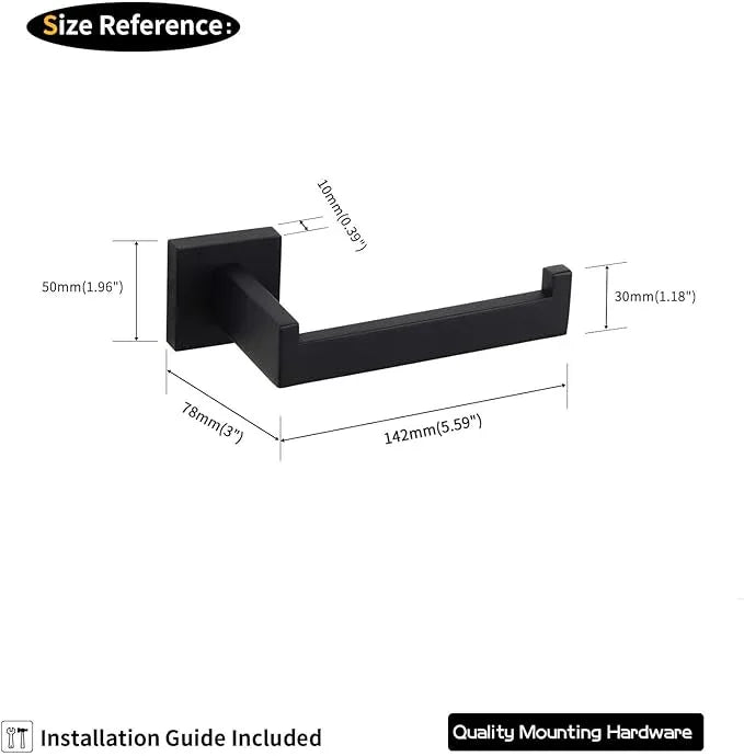 GERZWY Bathroom Toilet Paper Holder SUS 304 Stainless Steel Matte Black Tissue Paper Roll Holder Wall Mount FG1605-BK - ModernBath