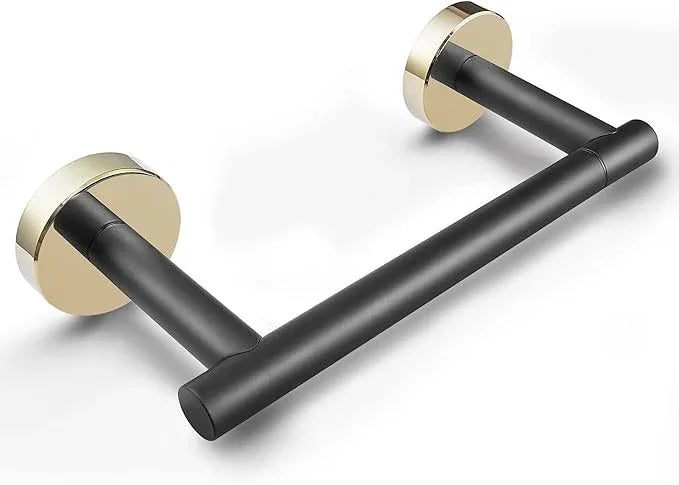 Toilet Paper Holder Matte Black and Gold, Metal Bathroom Rotating Paper Roll on Wall Mounted with Lock, SUS 304 Stainless Steel Mix Color Toilet TP Large Mega Roll Holder Classic - ModernBath