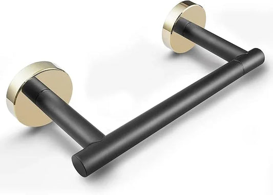 Toilet Paper Holder Matte Black and Gold, Metal Bathroom Rotating Paper Roll on Wall Mounted with Lock, SUS 304 Stainless Steel Mix Color Toilet TP Large Mega Roll Holder Classic - ModernBath