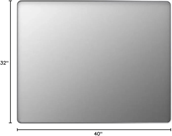 LOAAO 40X32 Inch Brushed Nickel Bathroom Mirror, Rounded Rectangle Silver Metal Frame Mirror, Brushed Nickel, Anti-Rust, Shatter Proof, Hangs Horizontally or Vertically - ModernBath