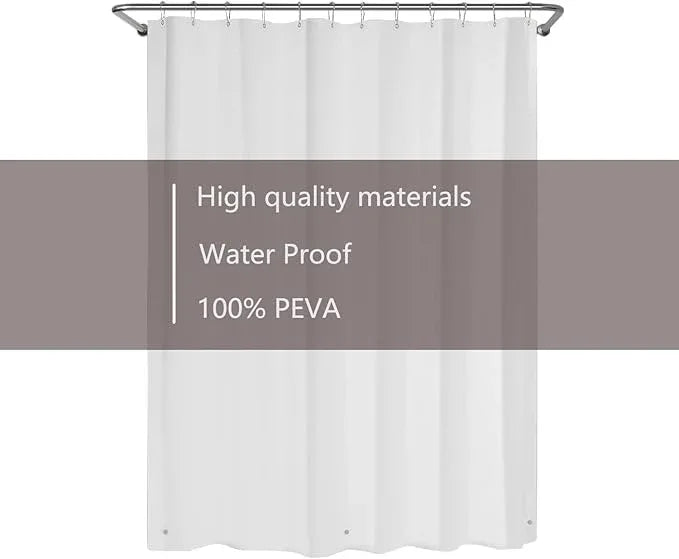 TIKABC Shower Curtain Liner, 4G PEVA Shower Liner, Plastic Waterproof Shower Curtains, with Grommet Holes and 3 Magnetic Weights(White) - ModernBath