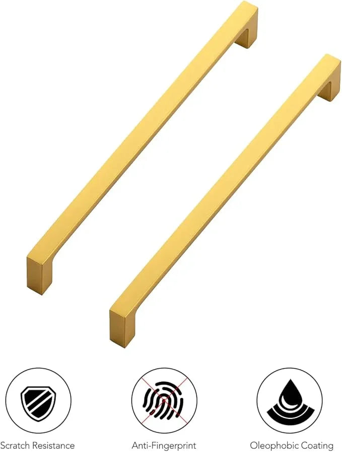Ravinte 15 Pack Solid 7-1/2 Inch Square Cabinet Handles - Brushed Brass Drawer Pulls - Kitchen Hardware and Handles - ModernBath