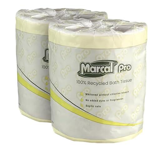 Marcal Toilet Paper 2-Ply, Soft and Absorbent, 96 Rolls, 300 Sheet Bath Tissue, Septic Safe, 100% Recycled, Green Seal® Certified, Chemical Free, White (3302) - ModernBath