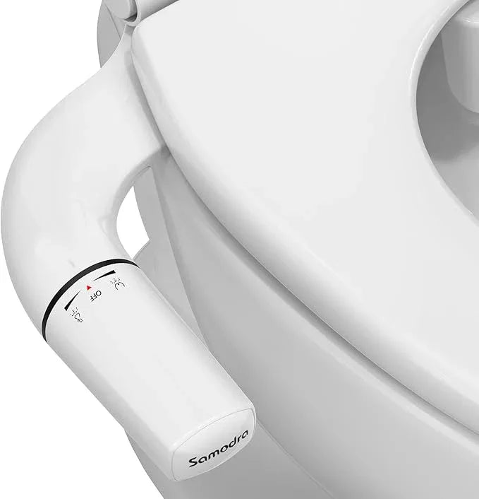 SAMODRA Ultra-Slim Hygienic Bidets Attachment for Existing Toilets - Adjustable Fresh Water Pressure Dual Nozzle (Frontal & Rear Wash) Easy to Install, Black - ModernBath