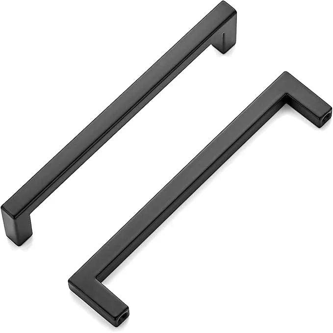 Ravinte 20 Pack 5 Inch Hole Center Solid Slim Square Pulls Matte Black Kitchen Cabinet Handles Square Bar Drawer Handles Flat Black Drawer Pulls for Cupboard Dresser and Cabinets - ModernBath