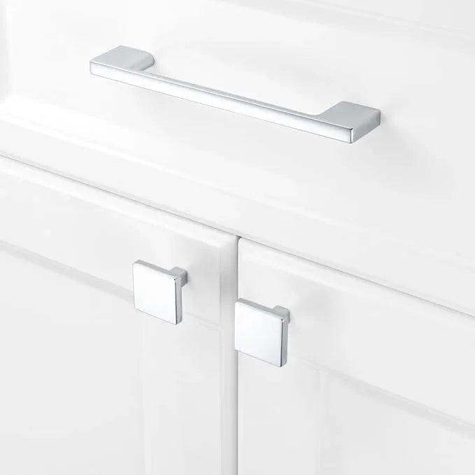 KOOFIZO Wide Foot Cabinet Bar Pull - Chrome Modern Solid Handle, 5 Inch/128mm Screw Spacing, 10-Pack for Kitchen Cupboard Door, Bedroom Dresser Drawer, Bathroom Wardrobe Hardware - ModernBath