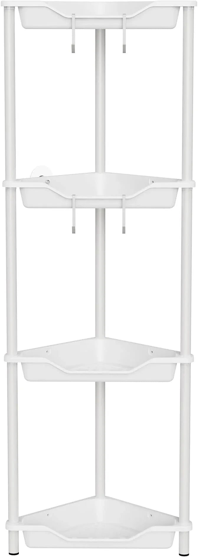 Orimade Rustproof 4 Tier Floor Standing Corner Shower Caddy Organizer, Plastic Metal Splicing Floor Corner Shelf Rack Stands for Bathroom, White - ModernBath