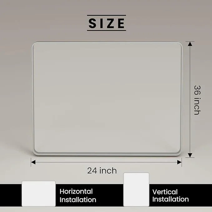 JISOSO Brushed Nickel Bathroom Mirror 24x36 Inch, Brushed Silver Metal Frame Mirror Wall Mounted, Rounded Rectangle Bathroom Vanity Mirror, Tempered Glass, Anti-Rust, Horizontal/Vertical - ModernBath