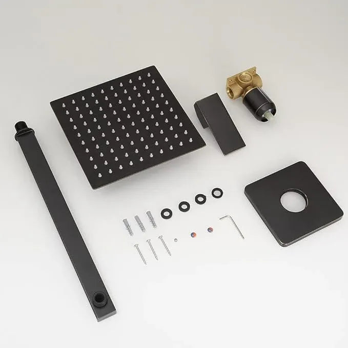 JingGang Oil Rubbed Bronze Shower Faucet Set Bathroom Luxury Rainfall Shower System with Rain Shower Head Single Function Shower Trim Kit with Rough-in Valve - ModernBath