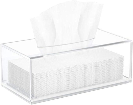 HIIMIEI Acrylic Tissue Box Cover, Rectangle Tissue Holder with Bottom Magnet, Modern Napkin Dispenser for Home Office Restaurant Clear - ModernBath