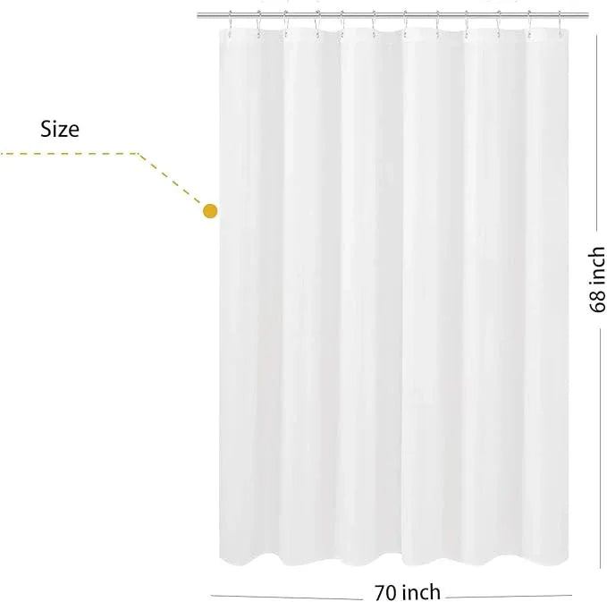 N&Y HOME Fabric Shower Curtain Liner Shorter Size 68 inches Height, Hotel Quality, Washable, White Bathroom Curtains with Grommets, 70x68 - ModernBath