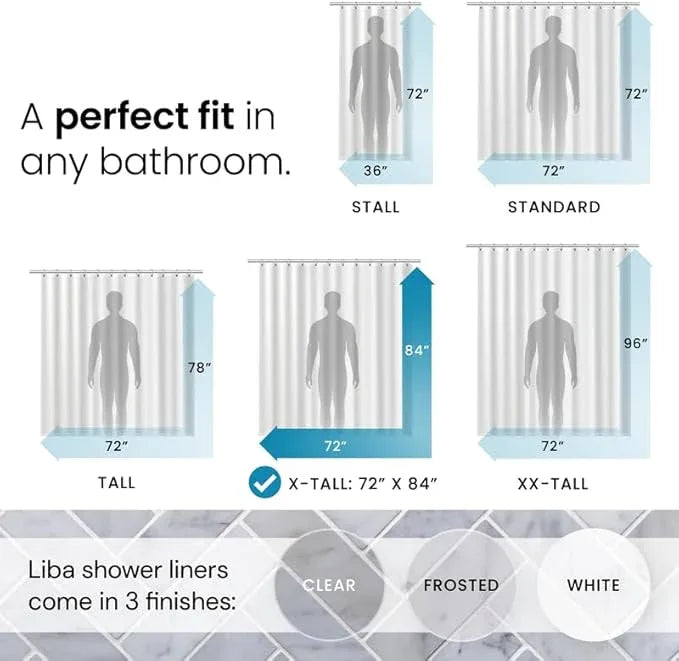 LiBa Waterproof Plastic Shower Curtain - Bathroom Shower Curtain Premium PEVA Non-Toxic with Rust Proof Grommets Frosted 8G Heavy Duty Bathroom Accessories 72x84 - Frosted - ModernBath