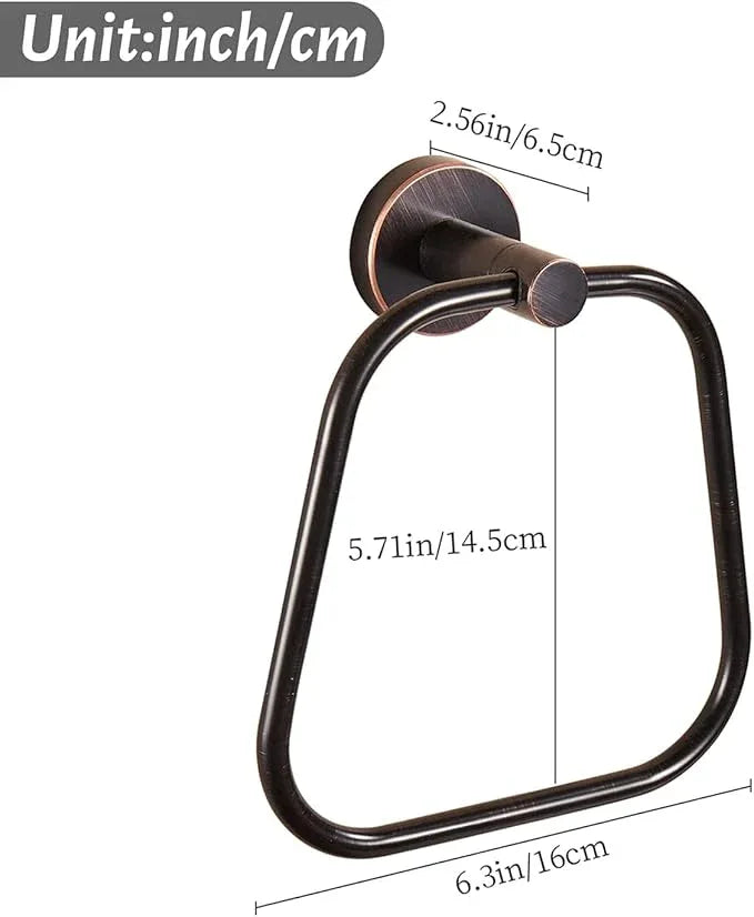 Bronze Hand Towel Holder, Bathroom Towel Ring Oil Rubbed, Bath Hand Towel Hangers Wall Mounted Farmhouse Rustic ORB Stainless Steel Trapezoid - ModernBath