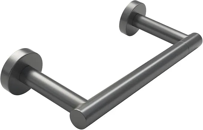 Gray Toilet Paper Holder Wall Mount, Dark Grey Bathroom Toilet Paper Holder for SUS 304 Stainless Steel, Double Post Pivoting Toilet Paper Roll Holder for Bathroom RV Paper Towels for TP - ModernBath