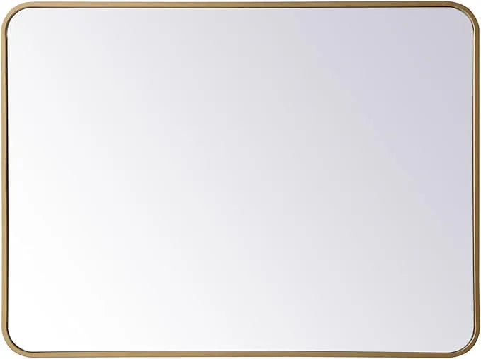 ARS Concepts Aura, Soft Corner Metal Rectangular Mirror 27X36 Inch in, Modern, Brass - ModernBath
