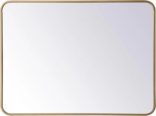 ARS Concepts Aura, Soft Corner Metal Rectangular Mirror 27X36 Inch in, Modern, Brass - ModernBath