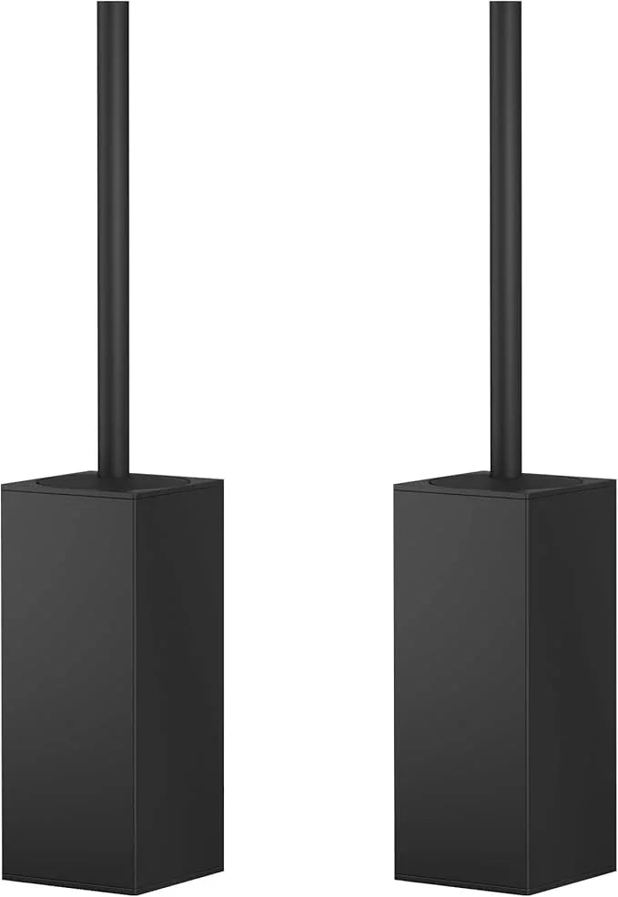 FORIOUS Toilet Brush and Holder Set, Heavy Duty 304 Stainless Steel Base Square and Long Handle for Bathroom Deep Cleaning, Drip-Proof, Space Saving for Storage, 2 Toilet Bowl Brush Head, Black - ModernBath