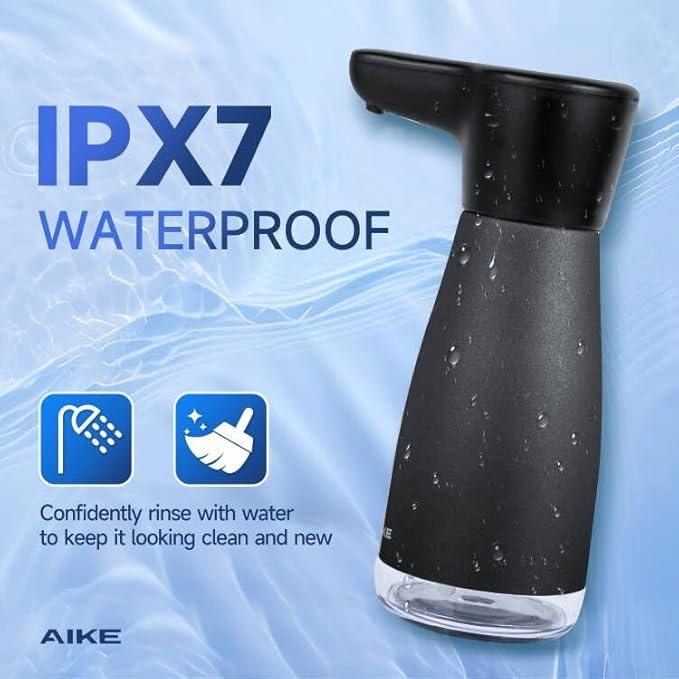 AIKE Magnetic Charging Waterproof Automatic Soap Dispenser for Liquid Soap Anti-Fingerprint Black Coating 14fl.oz. Model AK1337 - ModernBath