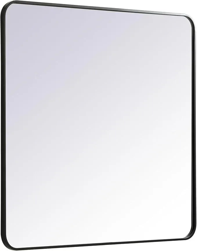 ARS Concepts Aura, Soft Corner Metal Rectangular Mirror 36X36 Inch in, Modern, Black - ModernBath