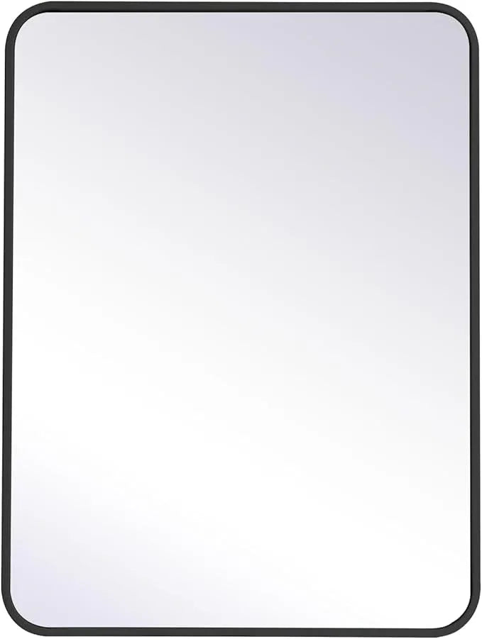ARS Concepts Aura, Soft Corner Metal Rectangular Mirror 24X32 Inch in Black, Modern, Black - ModernBath