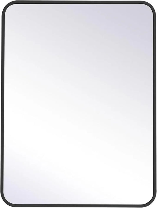 ARS Concepts Aura, Soft Corner Metal Rectangular Mirror 24X32 Inch in Black, Modern, Black - ModernBath