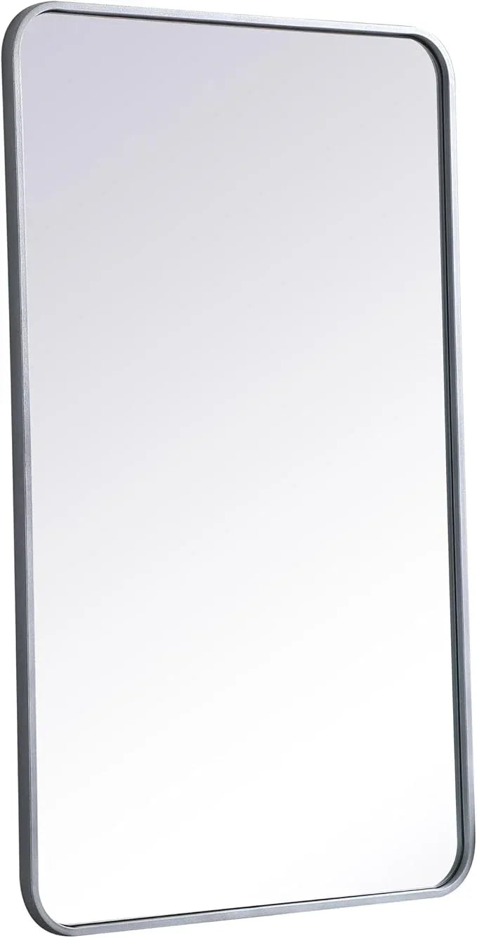 ARS Concepts Aura, Soft Corner Metal Rectangular Mirror 24X40 Inch in, Modern, Silver - ModernBath
