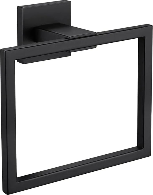 LANC Hand Towel Holder for Bathroom Wall Mount Matte Black Square Hand Towel Rings for Bathroom Hardware Accessories Kitchen Toilet SUS 304 Stainless Steel Shower Towel Hanger Racks, A8896MB - ModernBath