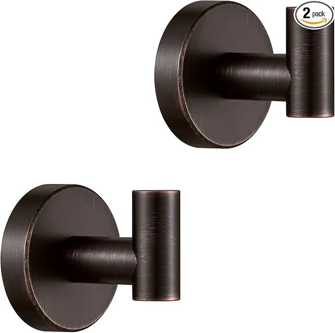 BigBig Home Bronze Towel Hooks, Bathroom Robe Hook Oil Rubbed, Bath Farmhouse Coat Clothes Hook Wall Mounted Rustic 2 Pack for Kitchen Washroom - ModernBath