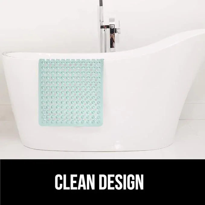 GORILLA GRIP Patented Bath Tub Shower Mat, Machine Washable Bathtub Floor Liner Mats, Suction Cups and Drain Holes to Keep Tubs Clean, Soft on Feet, Bathroom Essentials, 35x16 Inch, Mint Opaque - ModernBath