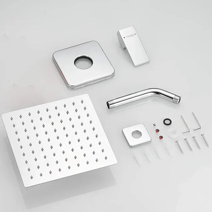 Heable Shower Faucet Set Complete with 8 Inch Rainfall Shower Head Chrome, Bathroom Luxury Rain Shower System, Wall Mounted Single Function Mixer Shower Trim Kit with Rough-in Valve - ModernBath