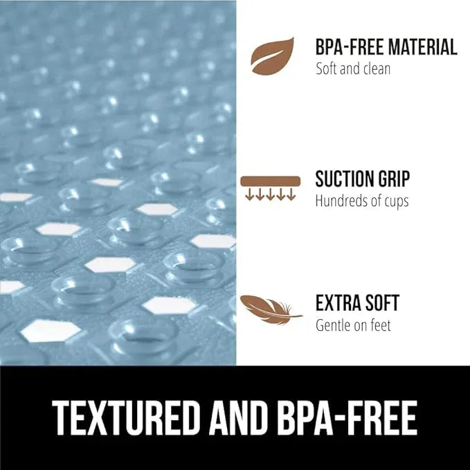 GORILLA GRIP Patented Square Shower Stall Mat, Small Bathtub Floor Mats for Stand Up Showers, Suction Cups and Drain Holes, Machine Wash, Soft on Feet, Bathroom Accessories 21x21 Inch, Sky Blue Opaque - ModernBath