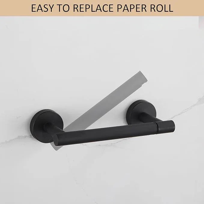 BGL Toilet Paper Holder Black Wall Mount, Bathroom Toilet Paper Holder Matte Black SUS 304 Stainless Steel, Double Post Pivoting Toilet Paper Roll Holder for Bathroom RV - ModernBath