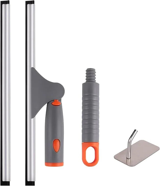 ITTAHO Swivel Shower Squeegee for Glass Doors, All-Purpose Anti-Slip Window Squeegee with 2 Blades, Window Cleaner Tool Bathroom Squeegee for Shower Doors, Tile Shower Walls，Mirrors,Car Windshields - ModernBath