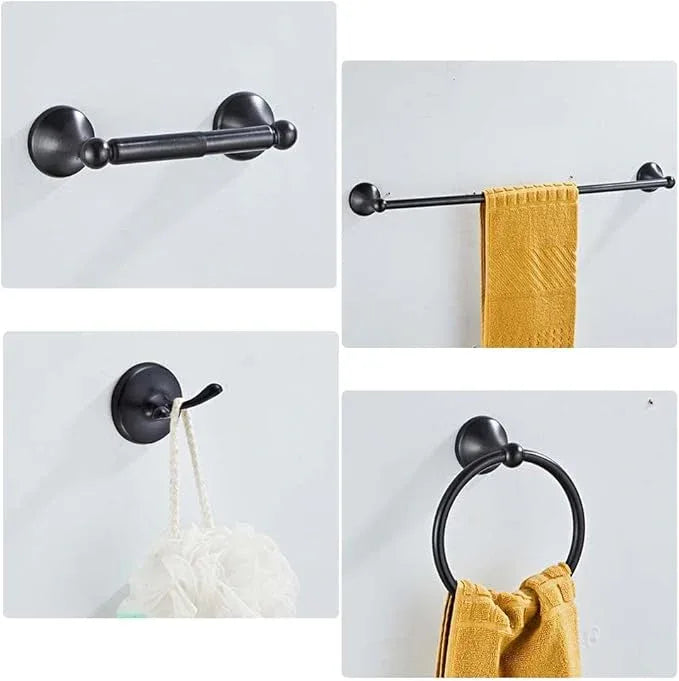4 Piece Bathroom Accessory Set(Adjustable Towel Bar, Towel Ring, Toilet Paper Holder,Towel Robe Hook), Wall Mounted Bathroom Hardware Accessories Set,Oil Rubbed Bronze - ModernBath