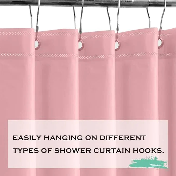 Eazzier Bath Baby Pink Plastic Shower Curtain Or Liner, 72x72 Inch Lightweight Light Pink Plastic Bathroom Shower Showroom Inner Curtain with Rustproof Metal Grommet Holes and Weighted Magnets - ModernBath