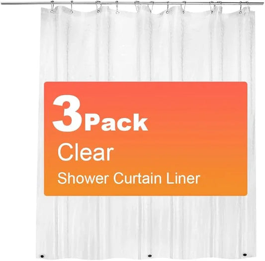 ZEMAHOME 3 Pack PEVA Plastic Shower Curtain Liner Premium Light Weight 72" x 72" Clear Bathroom Shower Showroom Curtain Liner with Rustproof Metal Gromments and Weighted Magnet - ModernBath