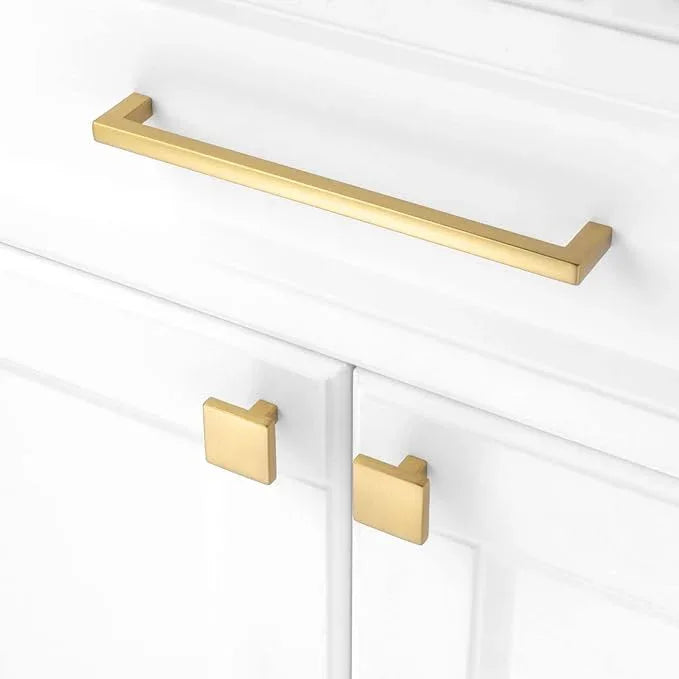 KOOFIZO 30 Pack Brushed Gold Cabinet Knobs Gold Drawer Knobs K03 Square Single Hole Cabinet Pulls for Cabinets Drawer Dresser Cupboard Bedroom Closet Bathroom Vanity - ModernBath