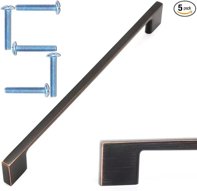 KOOFIZO 5 Pack 8-4/5 Inch Oil Rubbed Bronze Kitchen Cabinet Pulls Rubbed Bronze Cabinet Handles Bronze Cabinet Hardware for Kitchen Cabinets Drawer P01 Dresser Cupboard Bedroom Bathroom - ModernBath