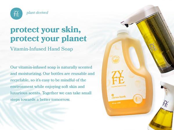 ZYFE Foaming Hand Soap Refills, Half Gallon Hand Soap Foam Refill with Essential Oil Fragrance in Recycled Bottle, Citrus Handwash Refil Biodegradable+ - ModernBath