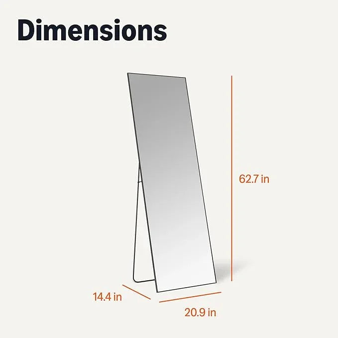 Amazon Basics Full Length Floor Mirror, 64 x 21 x 0.55 inches, Black - ModernBath