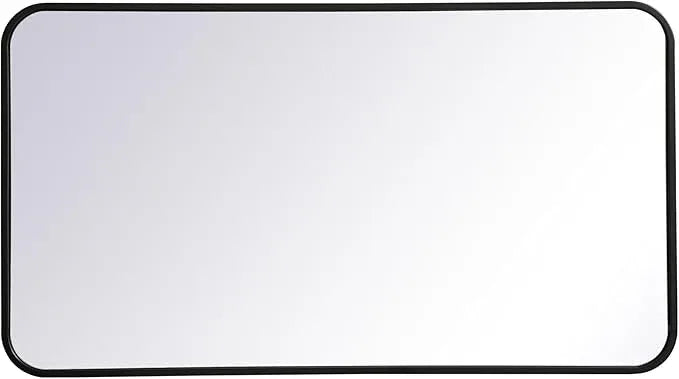 ARS Concepts Aura, Soft Corner Metal Rectangular Mirror 20X36 Inch in, Modern, Black - ModernBath