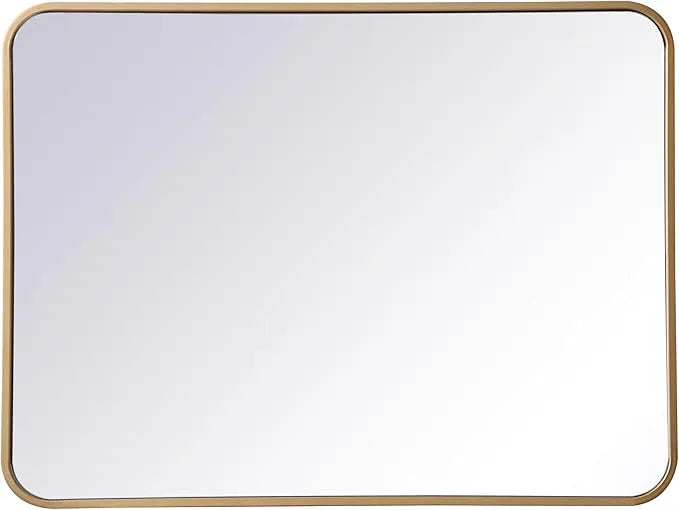 ARS Concepts Aura, Soft Corner Metal Rectangular Mirror 24X32 Inch in, Modern, Brass - ModernBath