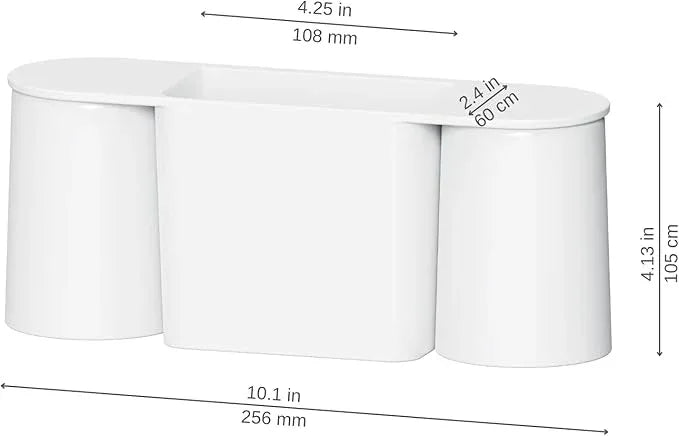 FLAUVEL Wall-Mounted Toothbrush and Toothpaste Holder - Self-Draining Design, Easy Installation, Space-Saving, White (Double - Two Magnetic Cups) - ModernBath