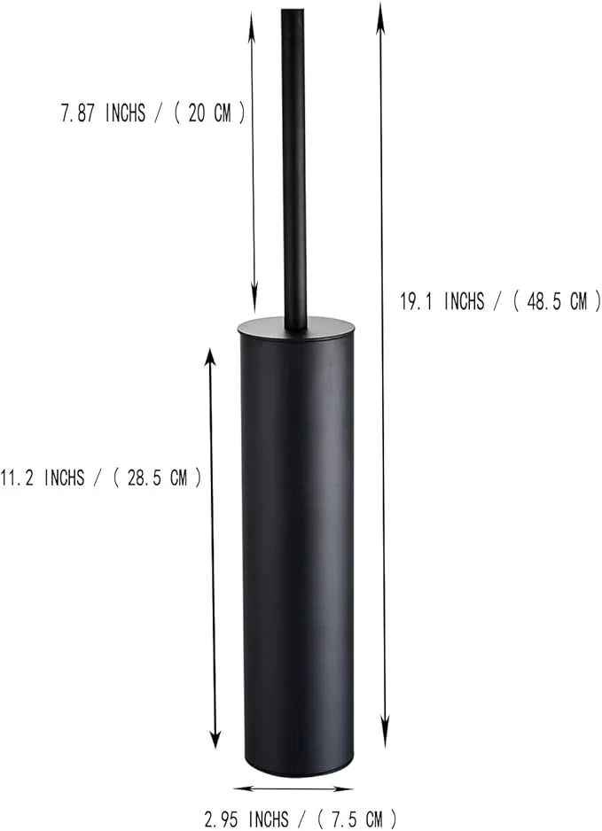 Freestanding Luxury Toilet Brush 304 Stainless Steel Toilet Brush and Holder 19-Inches Tall Round Rust Resistant Anti-Odor and Easy to Clean with Matte Black Finished - ModernBath